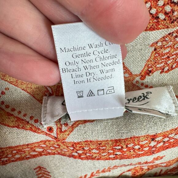 Coldwater Creek Orange Cream Woven Linen Rayon Long Sleeve Collared Top Size PL - Picture 5 of 5